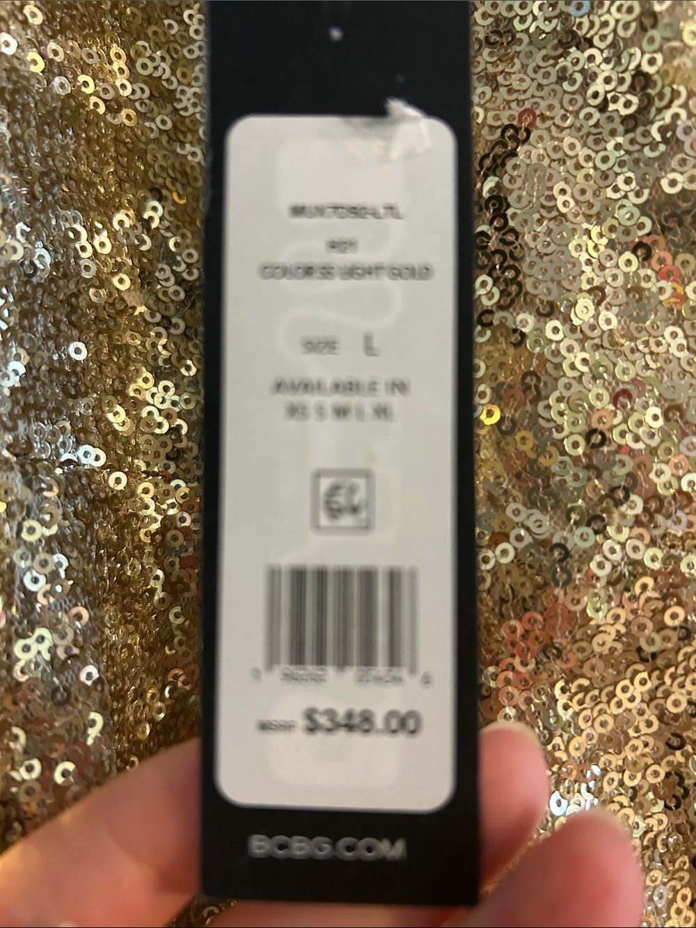 BCBG Gold Sequin One-Shoulder Cocktail Dress - Picture 6 of 6